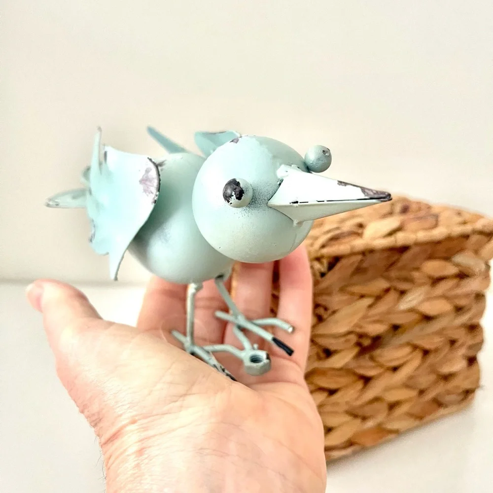Blue Bird Set Metal and Wax Candle